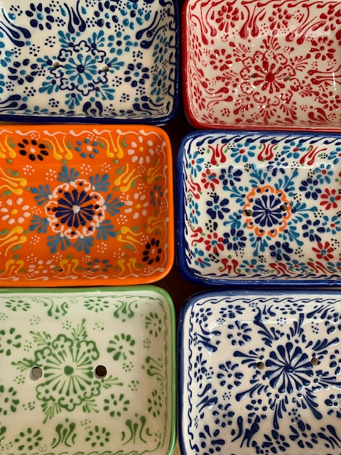 Porte-savon céramique peint à la main – Orange