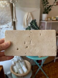 Porte-savon en pierre – Travertin – Le rectangle